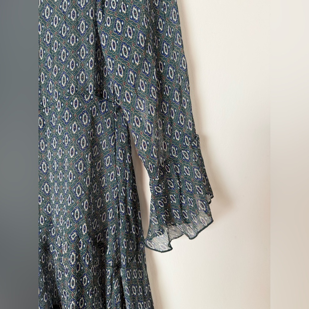 Vintage Y2K Sheer Asymmetrical Flowy Boho Printtd Top - Picture 5 of 14